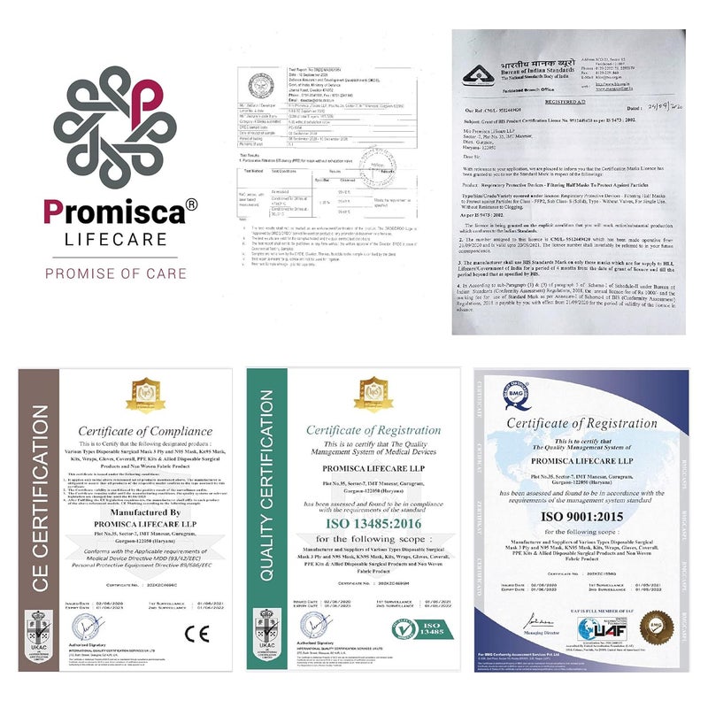 PROMISCA قناع وجه N95 بأسلوب حلقة الأذن قناع واقي مع ترشيح 5 طبقات مع قطن ملبد حقيقي وقطن هواء ساخن (عبوة من 10 أقنعة) (صغير، أزرق فاتح) - Image 2