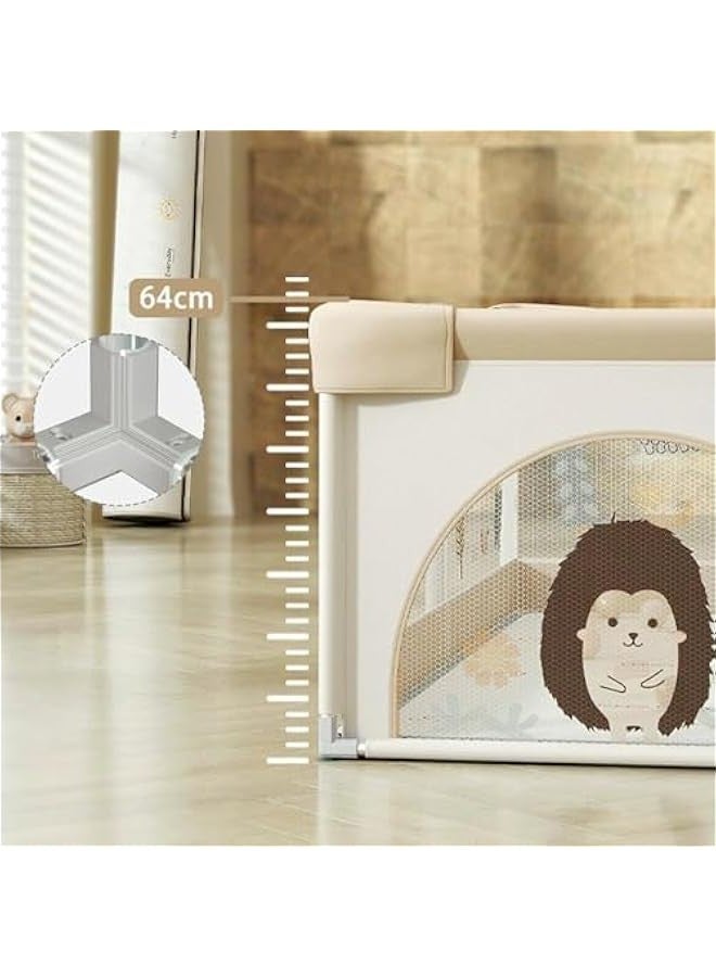 Baby Playpen with Mat - Baby and Toddler Fence, 180 x 200cm Baby Fence Play Area, Children's Playground, Portable Children's Activity Centre, Non-Slip Suction Cups and Soft, Breathable - Image 2