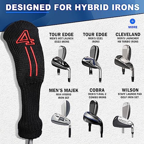 mytag Knit Golf Hybrid Iron Head Covers 4-9 and 2pcs Hybrid/UT Club Head Covers with Rotatable No.Tag, Golf Club Head Protector for Cleveland, Wilson Launch Pad, Tour Edge, Powerbilt Hybrid Irons - Image 3