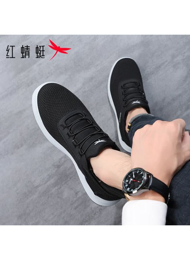 Red Dragonfly Flash Running Men's Comfortable Mesh Sports Casual Shoes Lightweight Durable Outdoor Travel Shoes Exa350091 Black Size 42