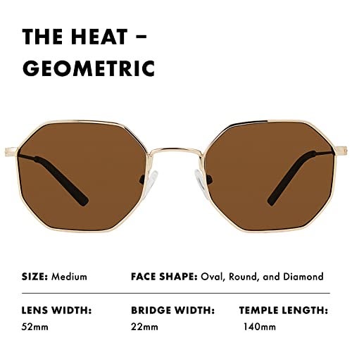 PRIVÉ REVAUX Prive Revaux The Heat Geometric Sunglasses – Handcrafted, Polarized, 100% UV Protection – For Men & Women – Gold/Gold Mirror - Image 3