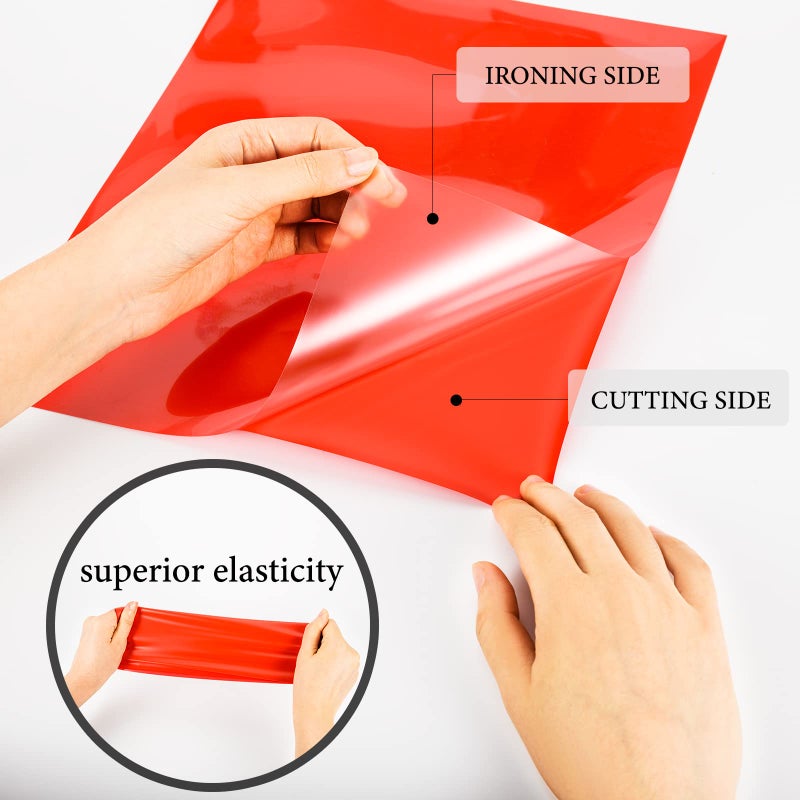 XSEINO HTV Heat Transfer Vinyl for T-Shirts 12"x10" -13Pack Perfect Iron On Vinyl for Cricut, Silhouette Cameo or Heat Press Machine - 9 Assorted Colors Iron on Vinyl(Total 12in*10ft) - Image 3