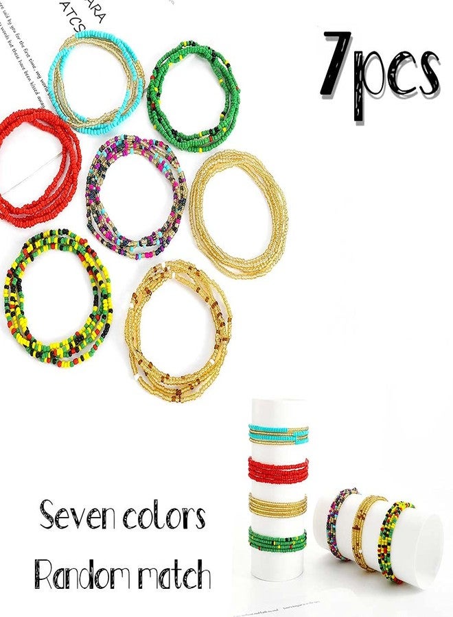 ELABEST African Waist Beads Chain Layered Belly Body Chain Beach 7Pack Waist Jewelry Body Accessories for Women (31.5inch/80cm) - Image 5