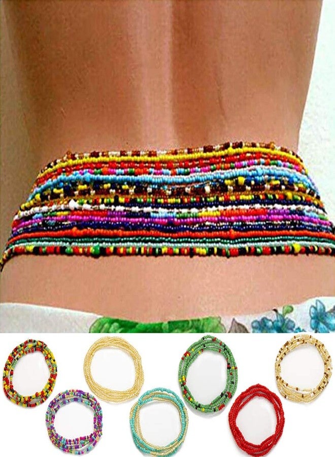 ELABEST African Waist Beads Chain Layered Belly Body Chain Beach 7Pack Waist Jewelry Body Accessories for Women (31.5inch/80cm) - Image 1