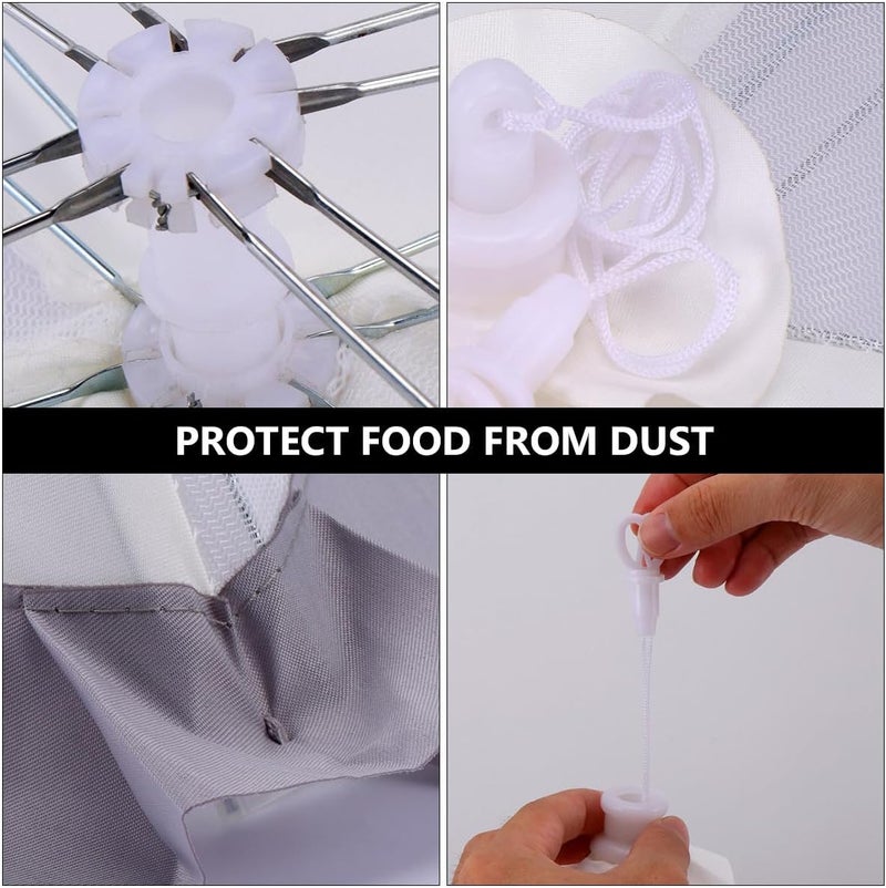 Foldable Food Cover Tent Mesh Protector White Food Plate Cover Pop-up Design Home and Outdoor Picnic Reusable Screen - Image 5