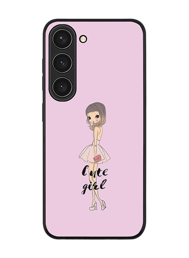 Stylizedd Rugged Black edge case for Samsung Galaxy S23 5G Slim fit Soft Case Flexible Rubber Edges Anti Drop TPU Gel Thin Cover - Coy Cute Girl - Image 1