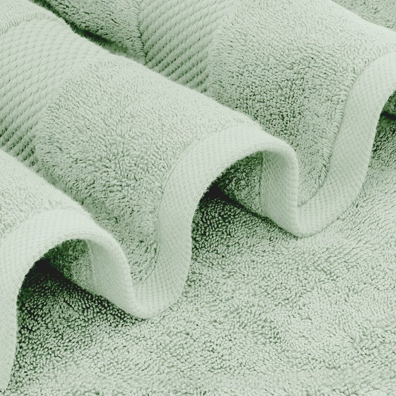 White Classic Luxury Green Bath Towel Set - Combed Cotton Hotel Quality Absorbent 8 Piece Towels | 2 Bath Towels | 2 Hand Towels | 4 Washcloths [Worth $72.95] 8 Pack | Green - Image 3