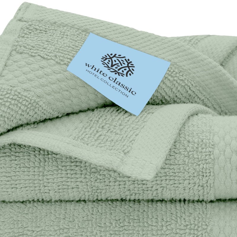 White Classic Luxury Green Bath Towel Set - Combed Cotton Hotel Quality Absorbent 8 Piece Towels | 2 Bath Towels | 2 Hand Towels | 4 Washcloths [Worth $72.95] 8 Pack | Green - Image 5