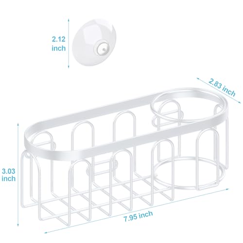 Yazoni 2-in-1 Sponge Holder for Kitchen Sink, Sink Caddy Kitchen Sink Organizer with 3 Suction Cups, No Drill Rustproof Sink Sponge Holder for Dish Brush, Soap & Sponge (White) - Image 2