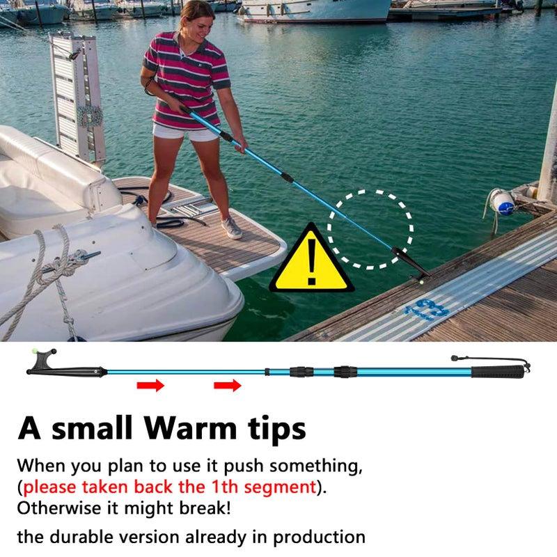 SAN LIKE Telescopic Boat Hook - Floating,Durable,Rust-Resistant with Luminous Bead,Blue Push Pole for Docking Extends from 2.58Ft to 6.66Ft - Image 2