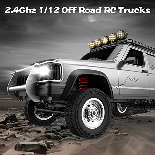 GoolRC RC Rock Crawler, 1:12 Scale Remote Control Car, 2.4Ghz 4WD Off Road RC Truck, All Terrains Climbing Vehicle, RC Car Gifts for Kids and Adults, Include 2 Batteries (Silver) - Image 3