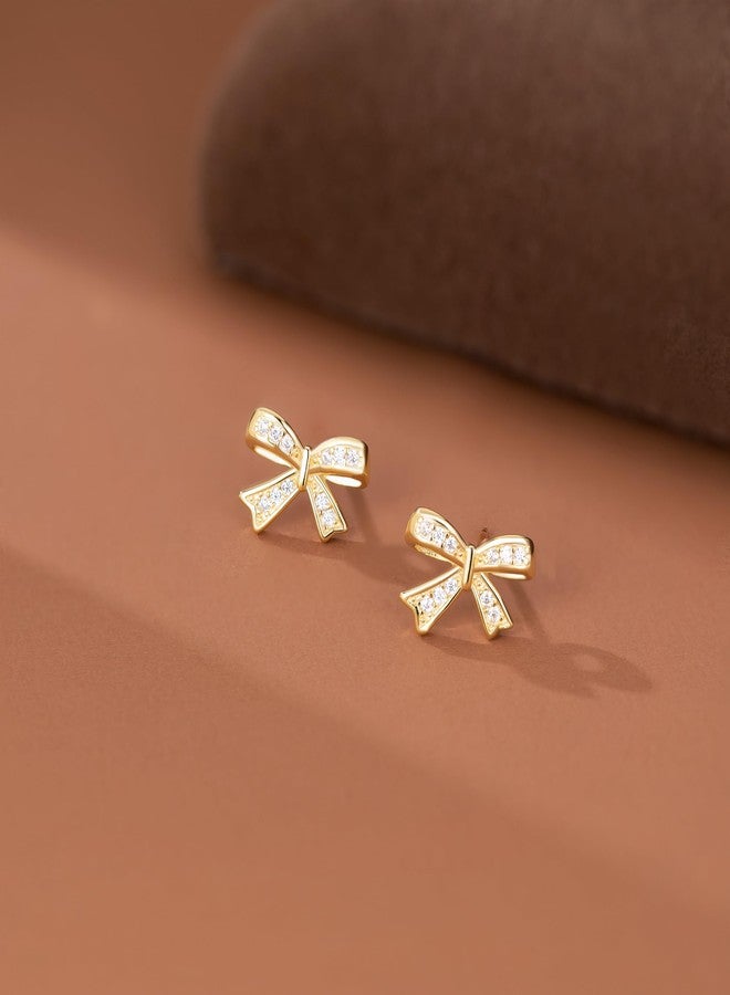 SLUYNZ Solid 925 Sterling Silver Tiny Bow Stud Earrings for Women Girls CZ Bowknot Stud Earrings, SMALL, Sterling Silver, Cubic Zirconia - Image 5