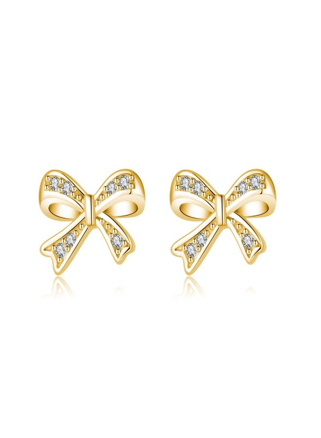 SLUYNZ Solid 925 Sterling Silver Tiny Bow Stud Earrings for Women Girls CZ Bowknot Stud Earrings, SMALL, Sterling Silver, Cubic Zirconia - Image 1
