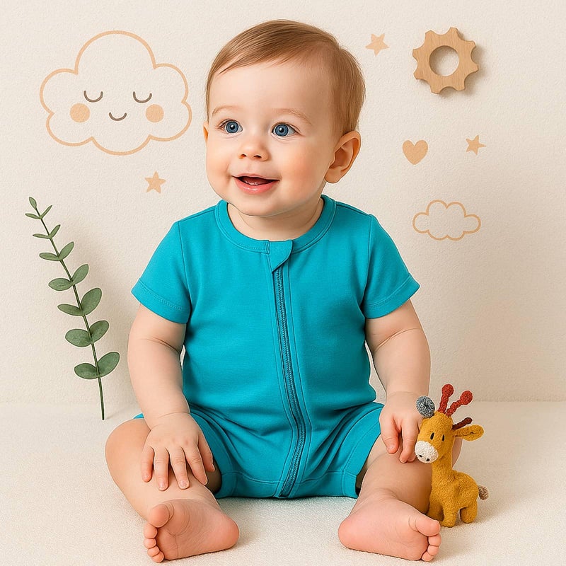 OPAWO Baby Girl Pajamas 3 Pack, 2 Way Zipper Sleepers Baby Girl Girl Romper, Toddler Summer Clothes Outfits 0-24M(Flower/Leaf/Lake Blue,0-3 Months) - Image 2
