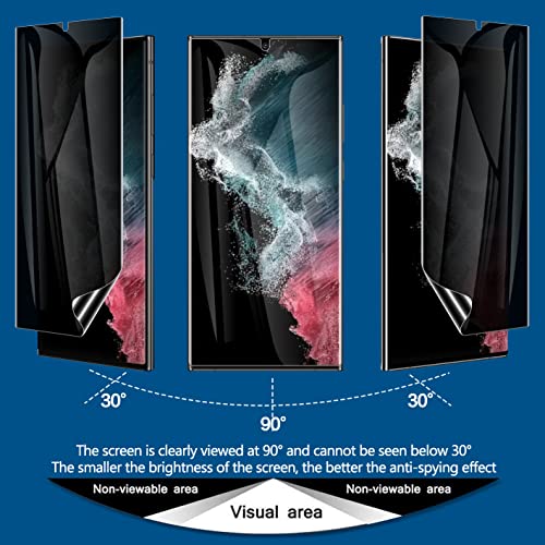LYWHL 2 Pack for Samsung Galaxy S22 Ultra Privacy Screen Protector, Anti-Spy Full Adhesive Flexible Film for Galaxy S22 Ultra 5G 6.8”, [Support Fingerprint Reader] Easy Installation Frame - Black - Image 2