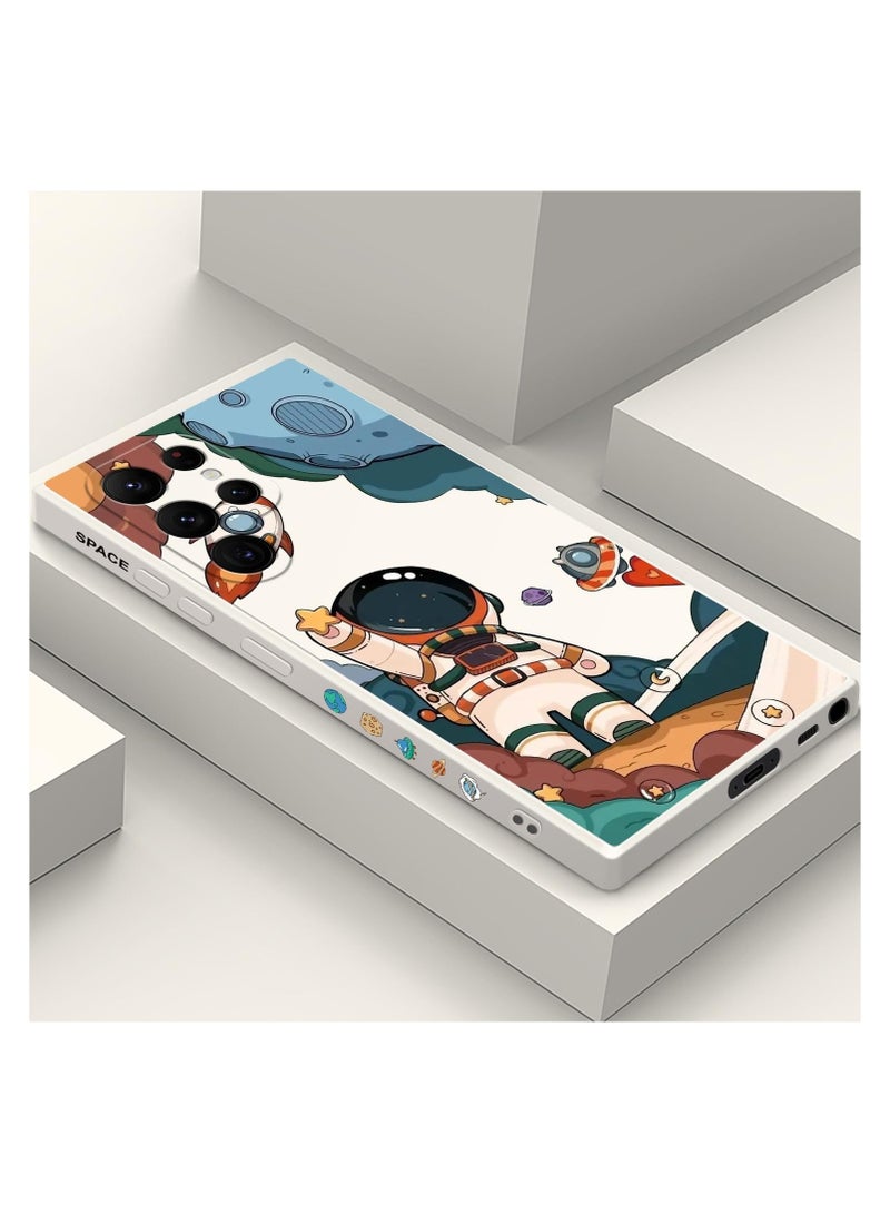 Samsung S22 Ultra Case, Galaxy S22 Ultra Case Slim Shockproof Silica Astronaut Pattern Side Creative Design Phone Case Samsung S22 Ultra-Astronaut White - Image 1