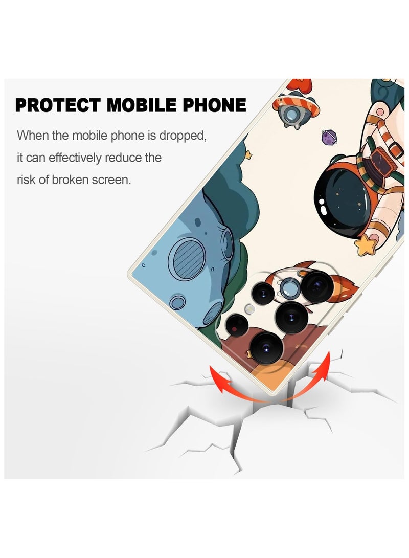 Samsung S22 Ultra Case, Galaxy S22 Ultra Case Slim Shockproof Silica Astronaut Pattern Side Creative Design Phone Case Samsung S22 Ultra-Astronaut White - Image 5