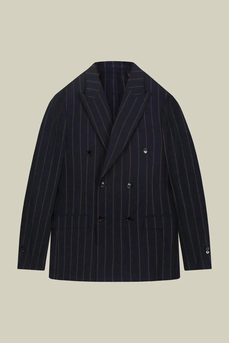Doppelganger  Unlined double-breasted men's jacket with pinstripe pattern - Blue for Men | Best Price UAE
