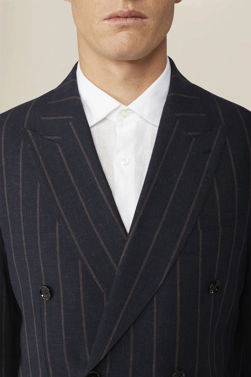 Doppelganger  Unlined double-breasted men's jacket with pinstripe pattern - Blue for Men | Best Price UAE