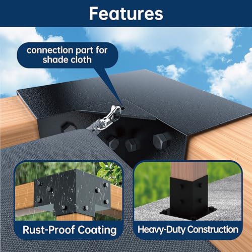 MEWSDEN Pergola Bracket Kit 4x4, 4pcs 3-Way Right Angle Corner Bracket and 4pcs Base, Heavy Duty Corner Bracket DIY Shed Kit, for Gazebo, Pergolas, Wood Stand Sheds, Metal Gazebo Kits, with Screws - Image 3