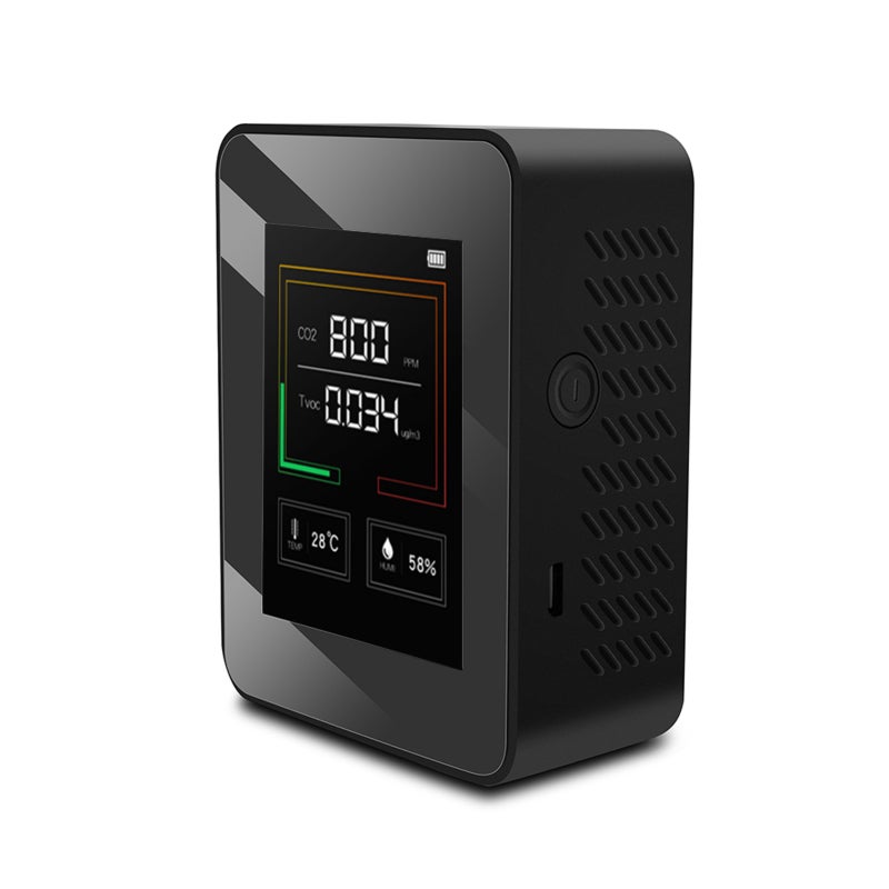 CO2 Detector: 4-In-1 Real Time Detection, High Accuracy Sensor, Backlit Large Digital Display - Color-Coded Alert Air Quality Monitor for Home, Greenhouse, Warehouse & Agricultural Planting - Image 1