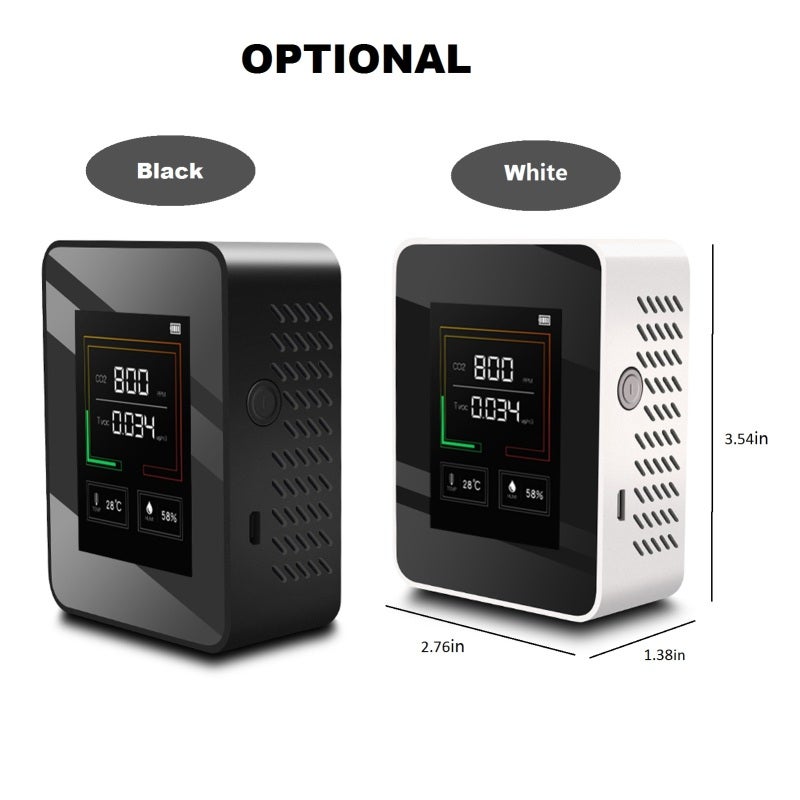 CO2 Detector: 4-In-1 Real Time Detection, High Accuracy Sensor, Backlit Large Digital Display - Color-Coded Alert Air Quality Monitor for Home, Greenhouse, Warehouse & Agricultural Planting - Image 3