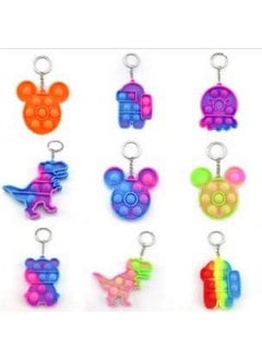 ROYALS Royals Compact Silicone Popit Keychain Keyring Toy - Birthday Return Gift of Kids - Portable Bubble Popping Fun Stress Relief Fidget Toy- Travel Size Pop Bubble Key Ring (Assorted,3pc)  - Image 1