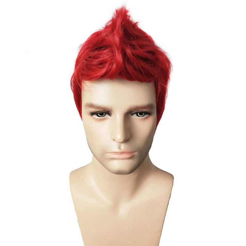 RightOn Red Wig for Men Short Red Wigs for Cosplay Party Wigs with Wig Cap