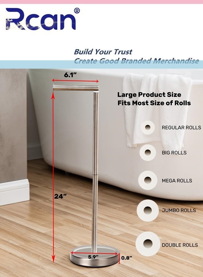 ركان حامل ورق التواليت للحمام لتخزين ورق التواليت لـ 4 لفات ورق مع قاعدة ثقيلة حامل لفات ورق التواليت قائم بذاته - Image 2