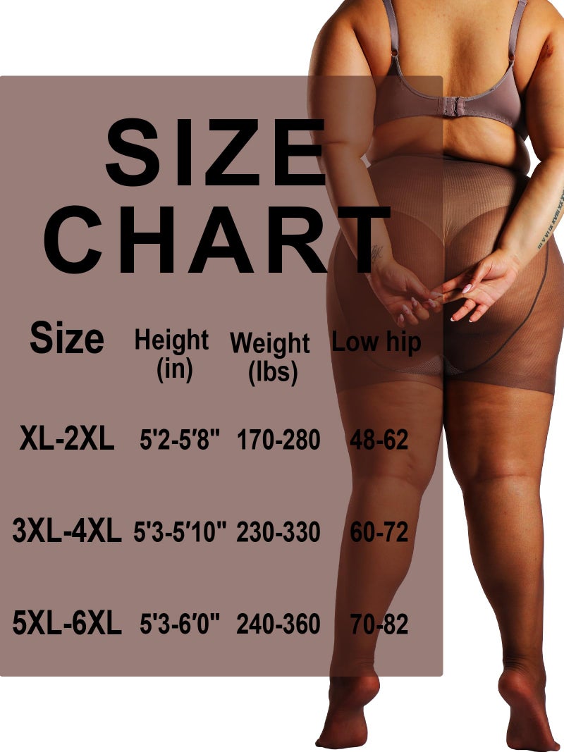 HONENNA 2 Pairs Plus Size Sheer Tights for Women, 17 Colors Ultra Thin Pantyhose Reinforced Toes High Waist Stockings, Coffee 2 Pairs 1XL-2XL - Image 5