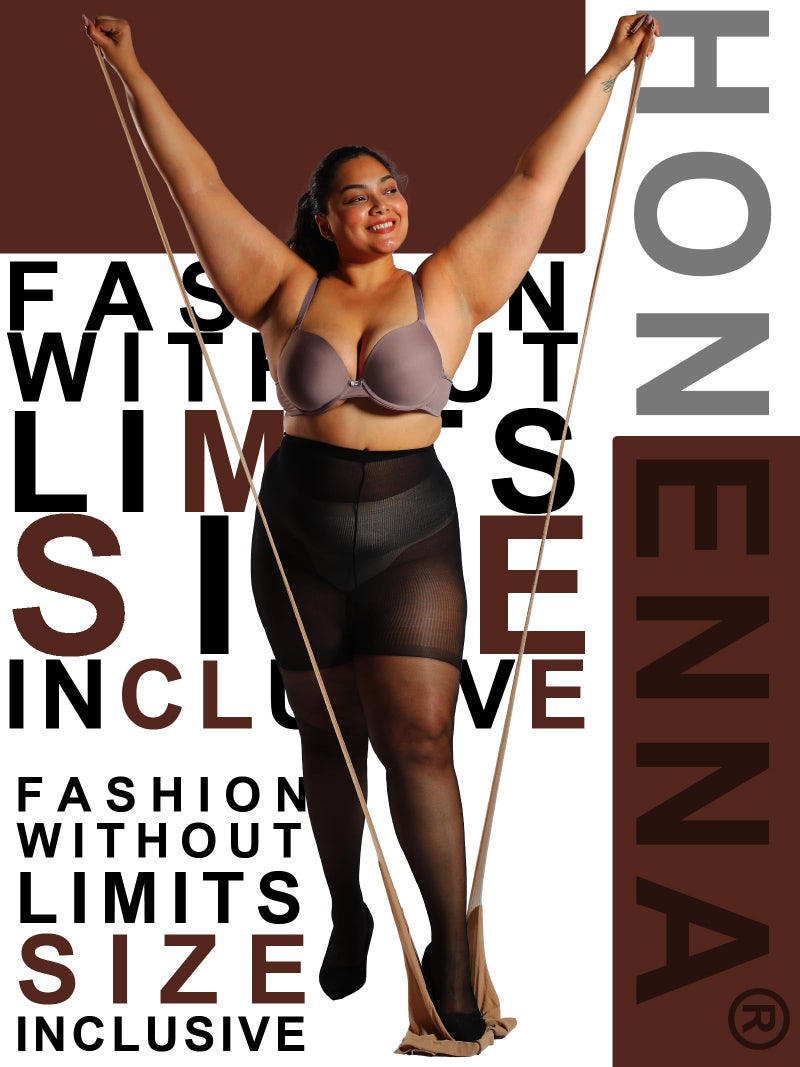 HONENNA 2 Pairs Plus Size Sheer Tights for Women, 17 Colors Ultra Thin Pantyhose Reinforced Toes High Waist Stockings, Coffee 2 Pairs 1XL-2XL - Image 4