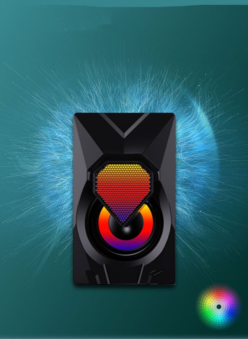 مكبرات صوت ألعاب الكمبيوتر - 3 وات * 2 مصابيح RGB سلكية ستيريو صغيرة - مقبس 3.5 مم + 2.0 USB بالطاقة للألعاب / الأفلام / الموسيقى / الكمبيوتر الشخصي / الكمبيوتر المحمول - Image 4