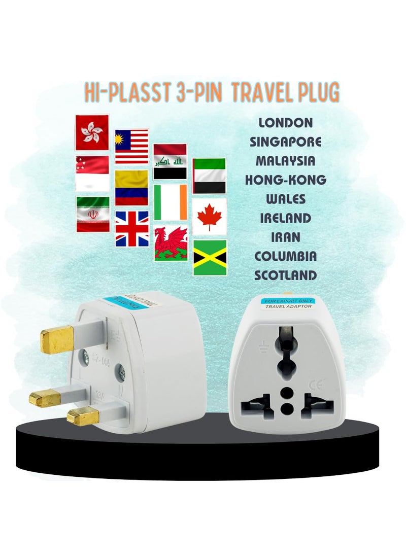HI PLASST PINS N PLUGS HiPlasst India to UK Plug Adapter UK to India Converter Plug 3pin Multiplug Combo 2 pcs Each for Type G Sockets in UK UAE Singapore Thailand  - Image 4