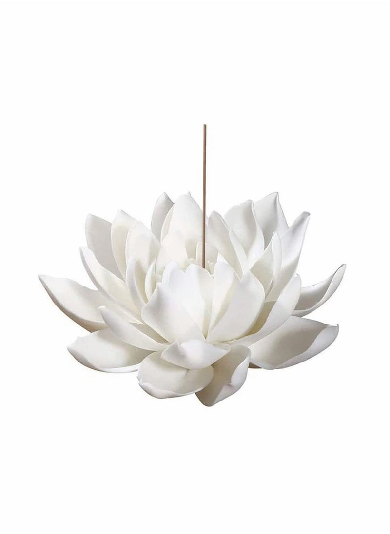 SYOSI Incense Holders Burner, 3.9 Inch Ceramic White Lotus Incense Burner Home Decor Flower Incense Burner Stick Holder for Yoga Studio Living Room Office Teahouse Home Decor  - Image 1
