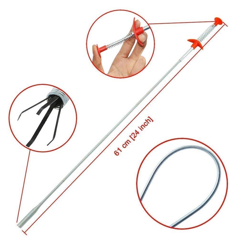 Generic Replex Flexible Grabber Claw Pick Up Reacher Tool with 4 Claws Bendable Hose Pickup Reaching Assist Tool for Litter Pick Home Sink Drains Toilet 235 L in 1  - Image 2
