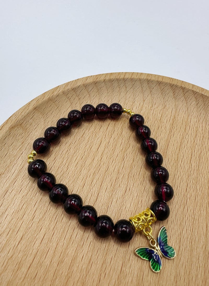 Chinese antique handmade glass bracelet original niche design dark red unisex