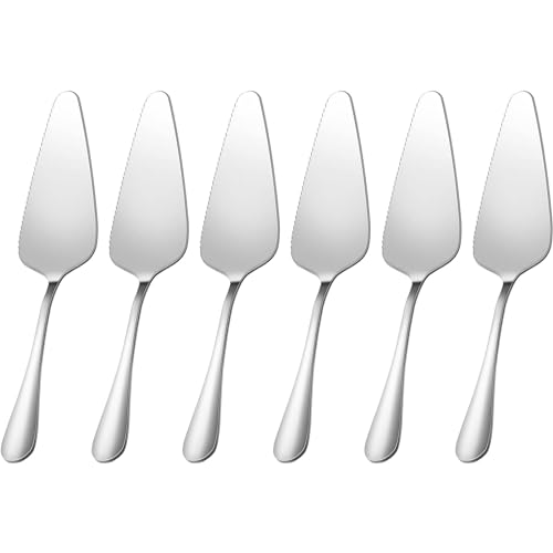 tiokin Cake Pie Servers Set,Stainless Steel Pizza Cake Slicer Server,Cake Cutter with Serrated Edges for Kitchens Restaurants Brithday Parties Set of 6 - Image 1