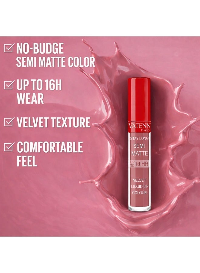 فاتن إيطاليا Stay Long Semi Matte Velvet Liquid lip color 1124 - Image 2