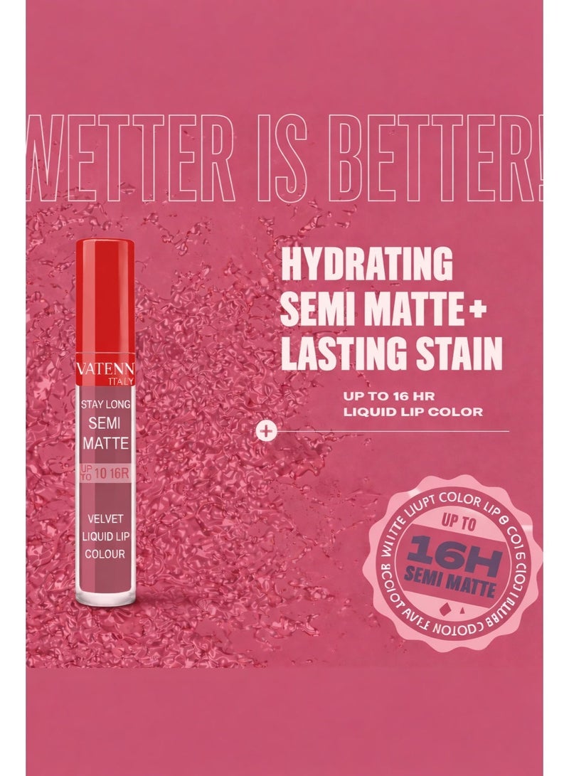 فاتن إيطاليا Stay Long Semi Matte Velvet Liquid lip color 1124 - Image 3