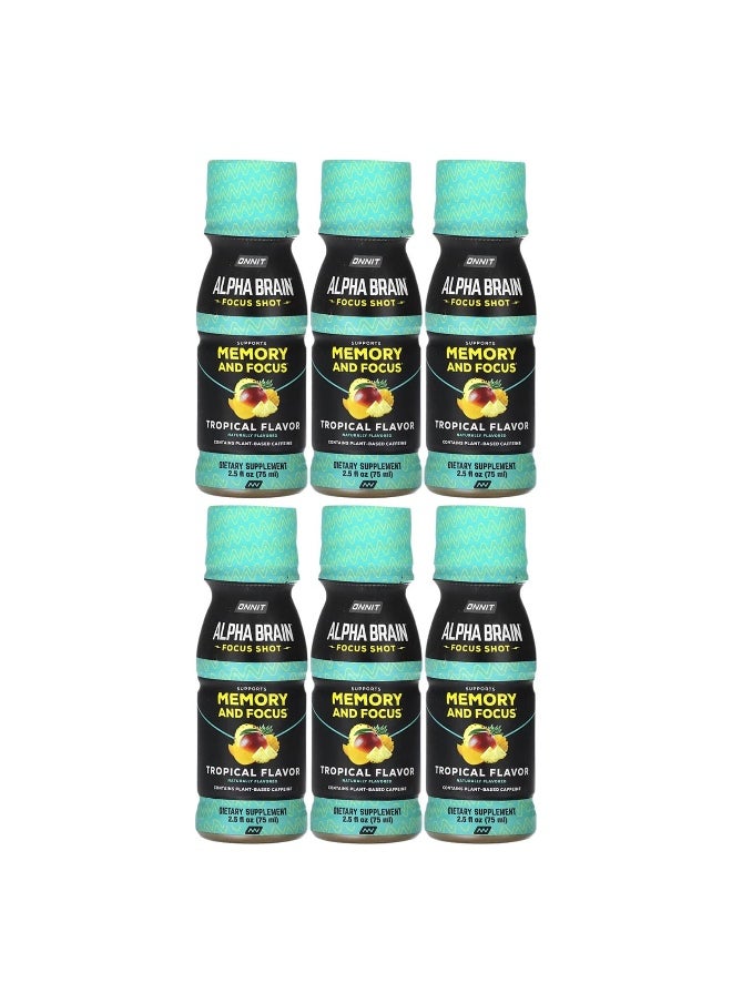 Onnit - Onnit, Alpha Brain Focus Shot, Tropical, 6 Bottles, 2.5 fl oz (75 ml) Each - Image 1