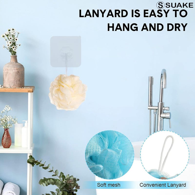 SUAKE Loofah for Bathing – Loofah Scrub Sponge & Body Exfoliator for Men & Women | Soft Shower Loofah with Hanging Handle & Wall Hook – Gentle Bathing Puff - Image 2