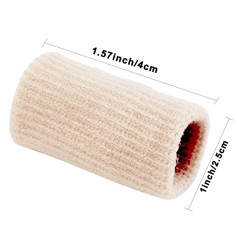 Feora9X 10 Pcs. Finger Sleeve Protector Adjustable Pain Relief Thumb Brace Support Elastic Compression Protector for Relieving Pain, Arthritis,Trigger Finger, Playing Sports|Finger Support - (BEIGE) - Image 2