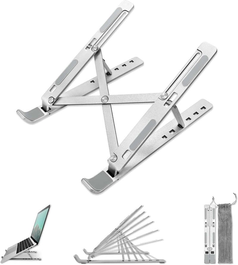 SENONJA This Foldable Ergonomic Six Angle Adjustable Aluminium Portable Tabletop LaptopDesktop Riser Stand Holder Is Compatible With All Notebook Computers Including MacBook HP Dell Lenovo Other - Image 1