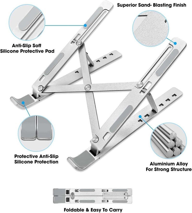 SENONJA This Foldable Ergonomic Six Angle Adjustable Aluminium Portable Tabletop LaptopDesktop Riser Stand Holder Is Compatible With All Notebook Computers Including MacBook HP Dell Lenovo Other - Image 3
