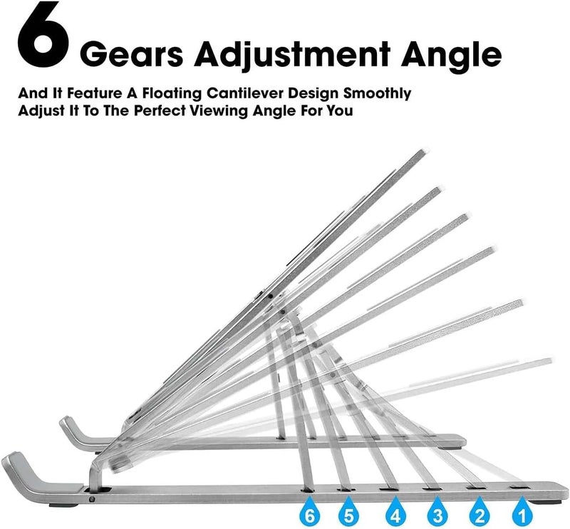 SENONJA This Foldable Ergonomic Six Angle Adjustable Aluminium Portable Tabletop LaptopDesktop Riser Stand Holder Is Compatible With All Notebook Computers Including MacBook HP Dell Lenovo Other - Image 5