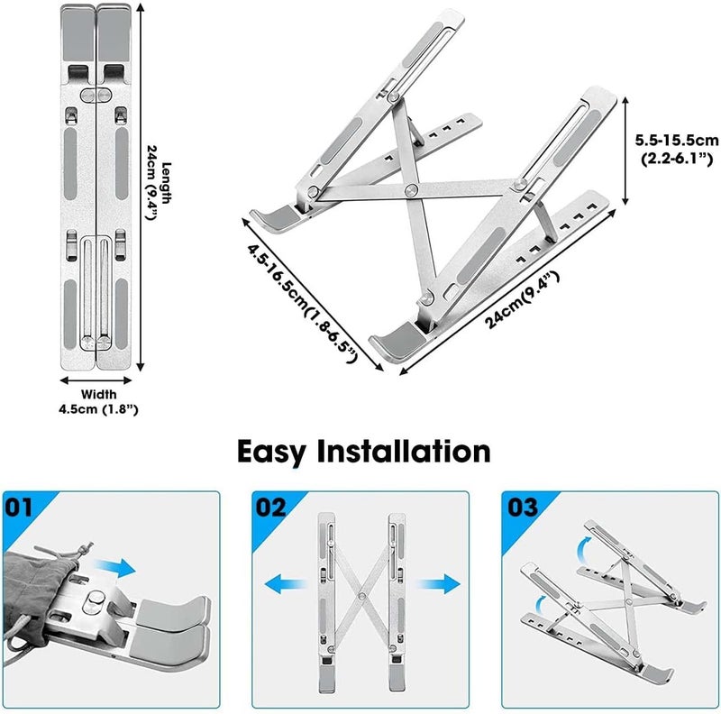 SENONJA This Foldable Ergonomic Six Angle Adjustable Aluminium Portable Tabletop LaptopDesktop Riser Stand Holder Is Compatible With All Notebook Computers Including MacBook HP Dell Lenovo Other - Image 4