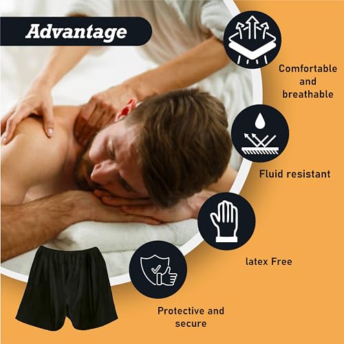 C-Cure Disposable Bermuda Shorts for Men & Boys Pack of 10 | Non Woven Exam Shorts with Elastic Waistband | Use & Throw Patient Wear for Hospital, Spa, Salon, Steam Bath | Lightweight Hygiene - Black - Image 4