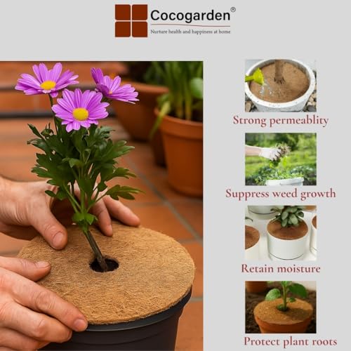 Cocogarden Coco Coir Fiber Mulch Mat Moisture & Weed Control for Plants (12 inch, Pack of 10) - Image 3