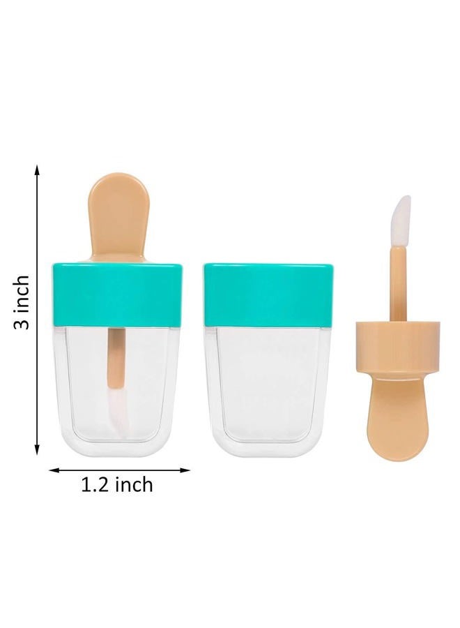 JOLLYSTYLE 15PCS Lip Gloss Tubes - Pink Green Blue Ice Cream Shape Lip Gloss Containers Empty - Refillable Clear Lipgloss/Lip Balm Containers for Girls Women DIY Cosmetics - Image 2
