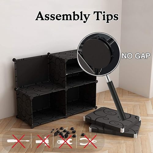 BRIGATTES 6 Shelf DIY Shoe Rack Plastic - Multi-Purpose Home Plastic Shelves, PP Home Shoe Rack with Door for Entryway, Chappal Slipper Shoe Stand (Black, 3-DOOR-6-SHELF) - Image 3